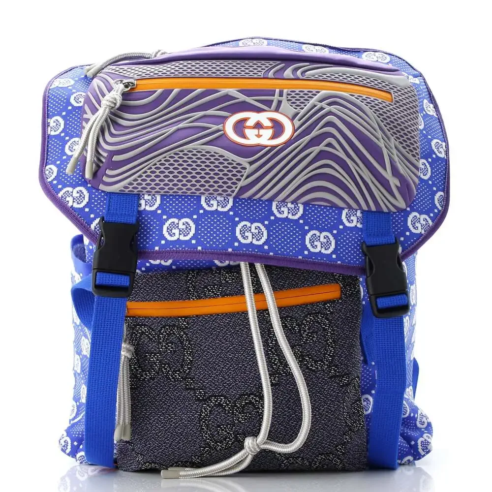 Gucci Panelled Double Buckle Backpack #228662G11B Gucci GG Supreme Monogram Snakeskin Ophidia Double Buckle  main image 3